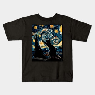 Cat Starry Night Adventure Kids T-Shirt